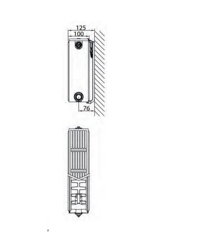 Belrad Integraal Radiatoren T22 met 6 aansluitingen omkeerbaar 300x800mm t/m 3000mm
