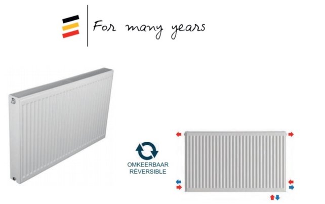 Belrad Universele Paneelradiator T22 & T33 met 6 aansluitingen