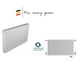 Belrad Integraal Radiatoren Paneel radiator Type22 600x400mm met 6 aansluitingen omkeerbaar afmetingen t/m 2400mm