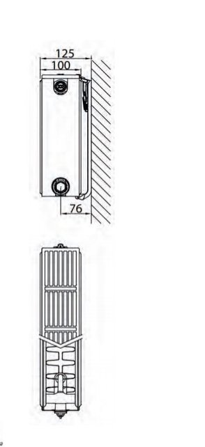 Belrad Integraal Radiatoren Paneel radiator Type22 700x500mm met 6 aansluitingen omkeerbaar afmetingen t/m 1200mm