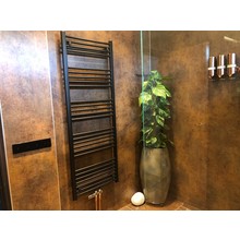 Aloni Handdoekradiator 1100x600mm Zwart Mat Geborsteld 750 Watt Midden aansluiting