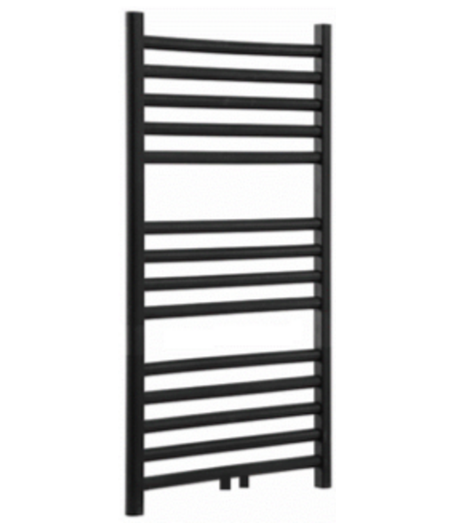 Aloni Handdoekradiator 1100x600mm Zwart Mat Geborsteld 750 Watt Midden aansluiting