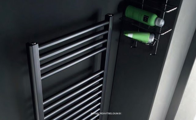 Aloni Handdoekradiator Zwart 1100x600mm 540 Watt Midden aansluiting