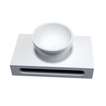 Mini Fonteinset Parro Planchet met Handdoekhouder en Waskom Solidsurface Rond Wit 40x22x10cm