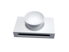 Mini Fonteinset Parro Planchet met Handdoekhouder en Waskom Solidsurface Rond Wit 40x22x10cm
