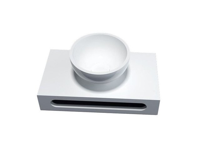 Mini Fonteinset Parro Planchet met Handdoekhouder en Waskom Solidsurface Rond Wit 40x22x10cm