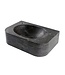 SANI-SUPPLY Fontein Toilet Halfrond Links 35x24x10cm Natuursteen Antraciet Kraangat Rechts / Links