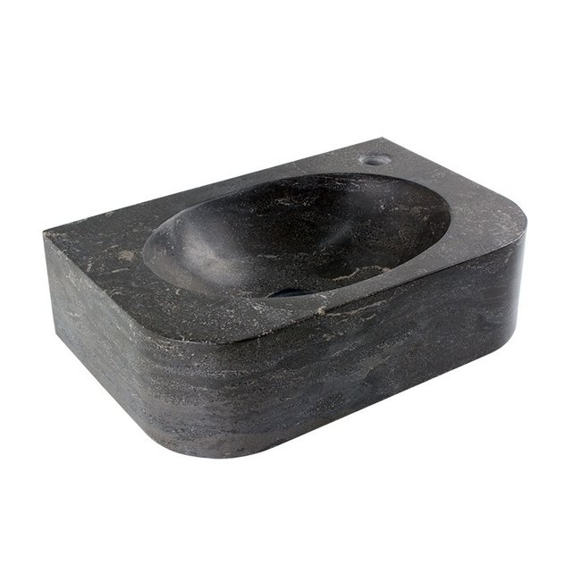 Fontein Toilet Halfrond Links 35x24x10cm Natuursteen Antraciet Kraangat Rechts / Links