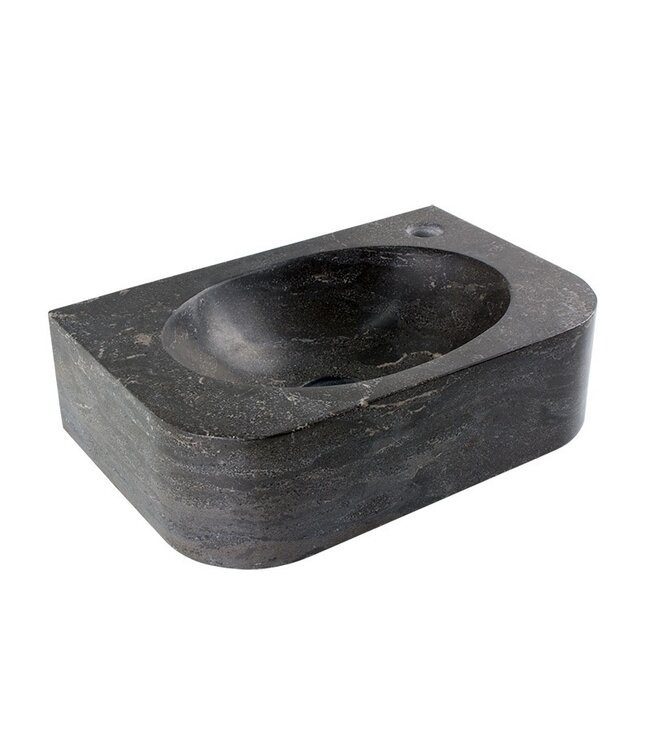 Fontein Toilet Halfrond Links 35x24x10cm Natuursteen Antraciet Kraangat Rechts / Links