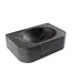 SANI-SUPPLY Fontein Toilet Halfrond Links 35x24x10cm Natuursteen Antraciet Kraangat Rechts / Links