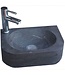 SANI-SUPPLY Fontein Toilet Halfrond Links 35x24x10cm Natuursteen Antraciet Kraangat Rechts / Links