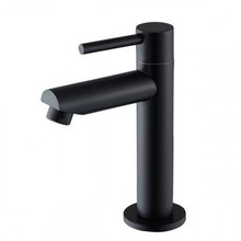 Largo Fonteinkraan Rond Mat Zwart Laag Opbouw Toiletkraan 1-Greeps 15cm rechte uitloop