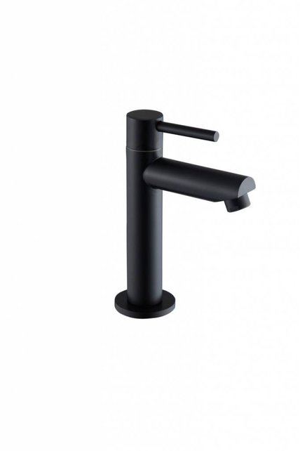 Largo Fonteinkraan Rond Mat Zwart Laag Opbouw Toiletkraan 1-Greeps 15cm rechte uitloop