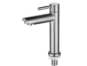 Fonteinkraan RVS Rond Laag Rechte uitloop Toiletkraan Opbouw 1-Greeps 15cm