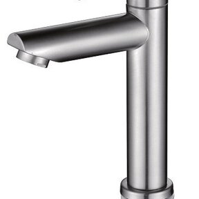 Fonteinkraan RVS Rond Laag Rechte uitloop Toiletkraan Opbouw 1-Greeps 15cm