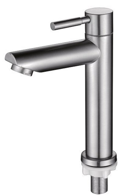 Fonteinkraan RVS Rond Laag Rechte uitloop Toiletkraan Opbouw 1-Greeps 15cm