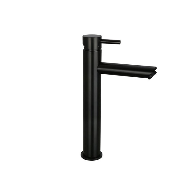 SaniPro Wastafelkraan Opbouw Mat Zwart Hoog Mengkraan Rond 1 Greeps
