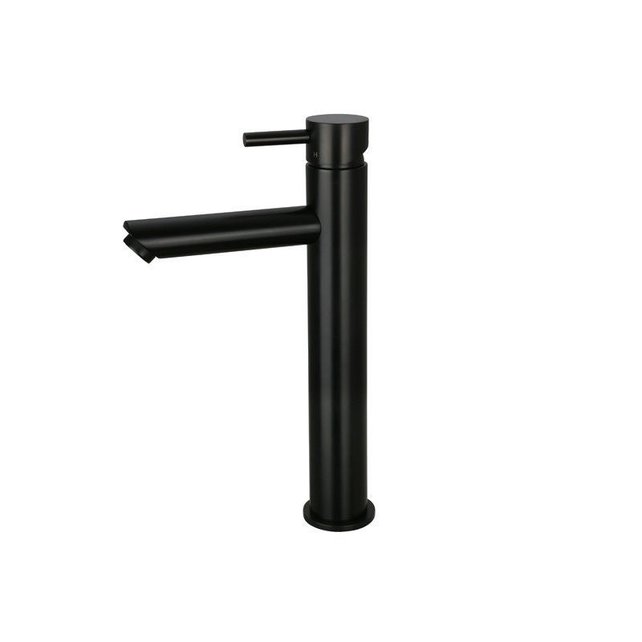 SaniPro Wastafelkraan Opbouw Mat Zwart Hoog Mengkraan Rond 1 Greeps