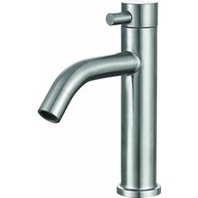 SaniPro Fonteinkraan RVS Laag Opbouw toiletkraan rond 16cm kromme uitloop.