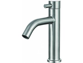 SaniPro Fonteinkraan RVS Laag Opbouw toiletkraan rond 16cm kromme uitloop.