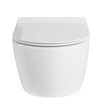 SaniPro Hangtoilet Compact 48cm incl. Softclose Toiletbril Glans Wit D-Vorm