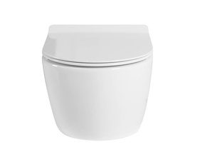 SaniPro Hangtoilet Compact 48cm incl. Softclose Toiletbril Glans Wit D-Vorm