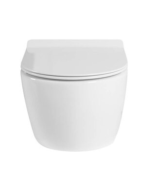 SANI-SUPPLY SaniPro Hangtoilet Compact 48cm incl. Softclose Toiletbril Glans Wit D-Vorm