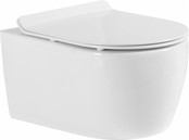 SaniPro Hangtoilet Compact 48cm incl. Softclose Toiletbril Glans Wit D-Vorm SaniPro Hangtoilet Compact 48cm incl. Softclose Toiletbril Glans Wit D-Vorm