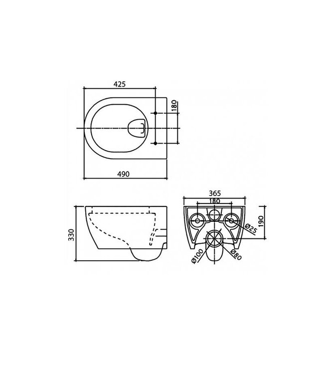 SANI-SUPPLY SaniPro Easy Flush Compact Hangtoilet Randloos incl.softclose toiletzitting 36x48x25cm