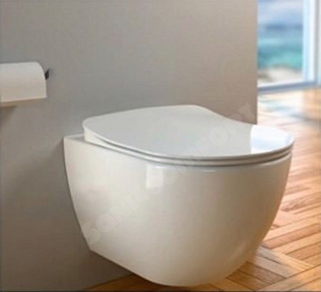 Randloos Hangtoilet Freedom FE322 met bidet Glans Wit incl. Softclose toiletbril Creavit 51x35x38cm