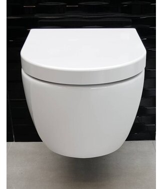 SANI-SUPPLY SaniPro Easy Flush Randloos Hangtoilet Glans Wit Incl. Toiletbril (BxLxH) 36x54x25cm