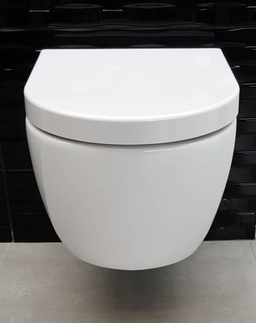 SaniPro Easy Flush Randloos Hangtoilet Glans Wit Incl. Toiletbril (BxLxH) 36x54x25cm