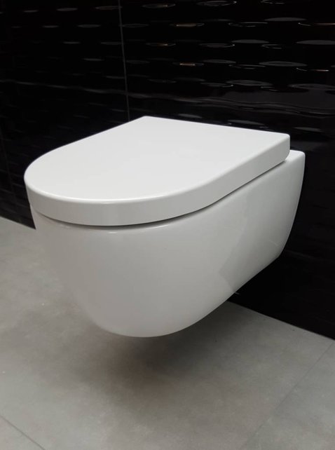 SaniPro Easy Flush Randloos Hangtoilet Glans Wit Incl. Toiletbril (BxLxH) 36x54x25cm