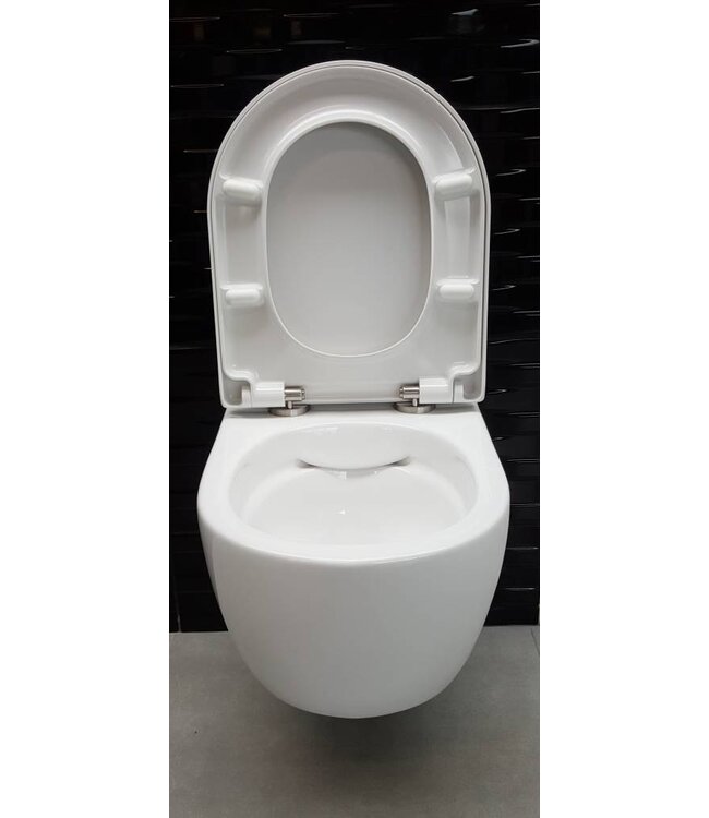 SANI-SUPPLY SaniPro Easy Flush Randloos Hangtoilet Glans Wit Incl. Toiletbril (BxLxH) 36x54x25cm