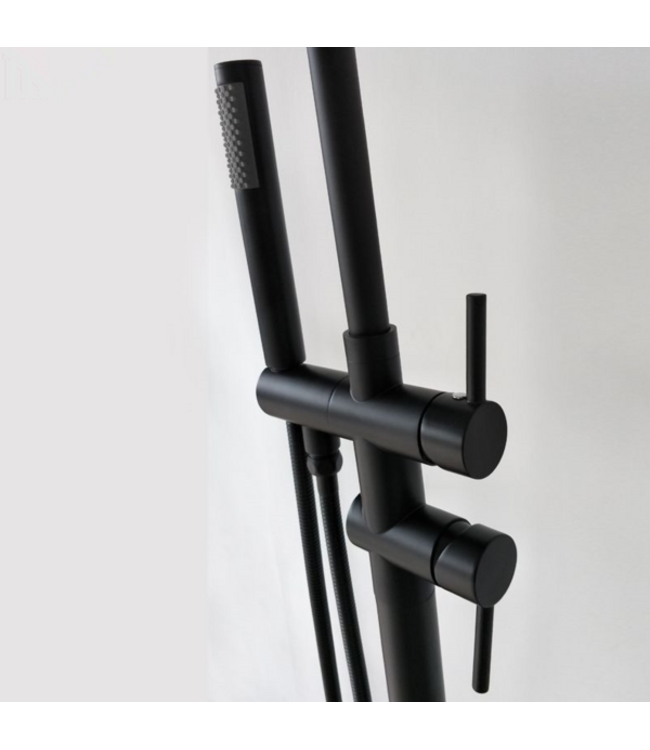 SaniPro Donna Badkraan Vrijstaand Mat Zwart Rond met handdouche Mat Zwart