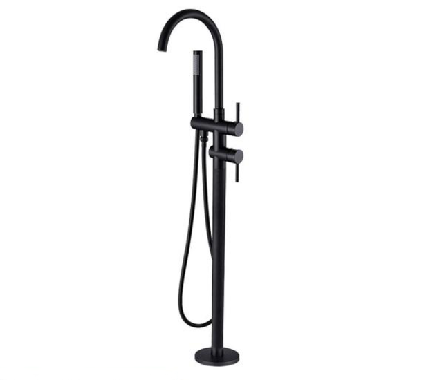 SaniPro Donna Badkraan Vrijstaand Mat Zwart Rond met handdouche Mat Zwart