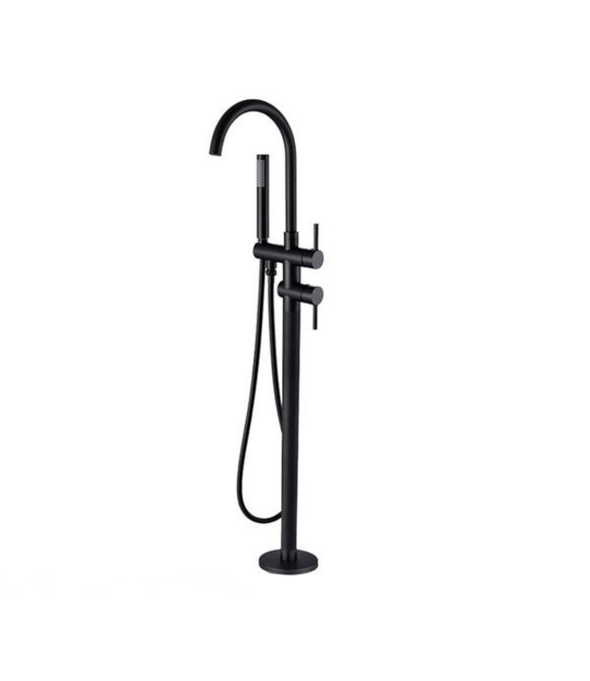 SaniPro Donna Badkraan Vrijstaand Mat Zwart Rond met handdouche Mat Zwart