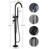 SaniPro Donna Badkraan Vrijstaand Mat Zwart Rond met handdouche Mat Zwart