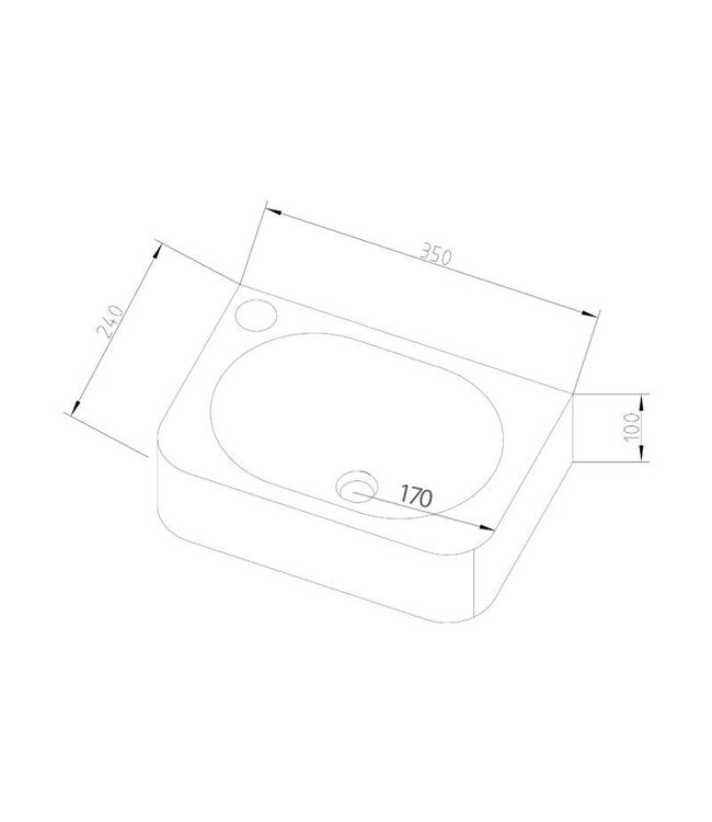 SANI-SUPPLY Fonteinset Halfrond met Natuursteen Fontein Links 35x24x10cm met Kraan, sifon en rooster.