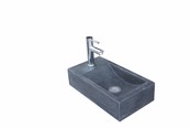 Fonteinset Natuursteen Recto Rechthoek Links 40x22x10cm Antraciet incl. fonteinkraan, Sifon en rooster