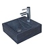 SANI-SUPPLY SaniPro Fonteinset Natuursteen Vierkant 30x30x10cm Antraciet incl. chroom fonteinkraan, Sifon en rooster