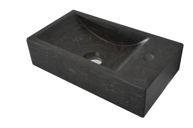 Toilet Fontein Recto Natuursteen 40x22x10 cm Antraciet kraangat Links