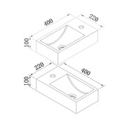 SaniPro Fontein Toilet Solid Surface Recto Links 40x22x10cm Wit Mat