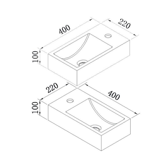 SaniPro Fontein Toilet Solid Surface Recto Links 40x22x10cm Wit Mat