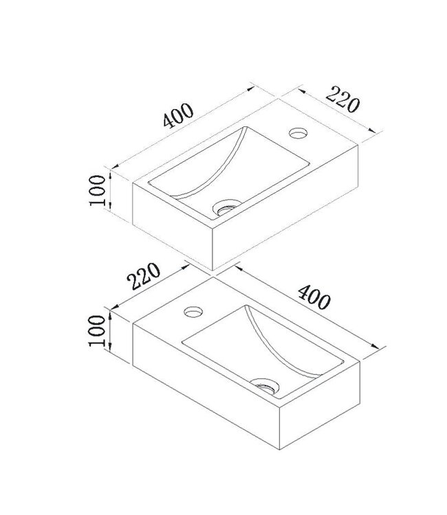 SaniPro Fontein Toilet Solid Surface Recto Rechts 40x22x10cm Wit Mat