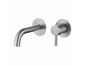 SaniPro Ferrara Wastafelkraan Inbouw wastafelmengkraan RVS Rond 1 Greeps 15,7cm