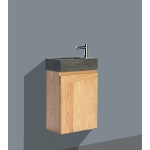 Fonteinkast Compleet Set Eiken met Natuursteen Fonteintje kraangat L/R 40x22x60cm SaniPro Toiletmeubel