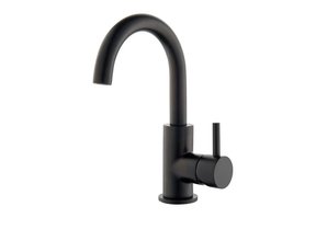 Wastafelkraan Largo Mat Zwart draaibare Uitloop 24cm