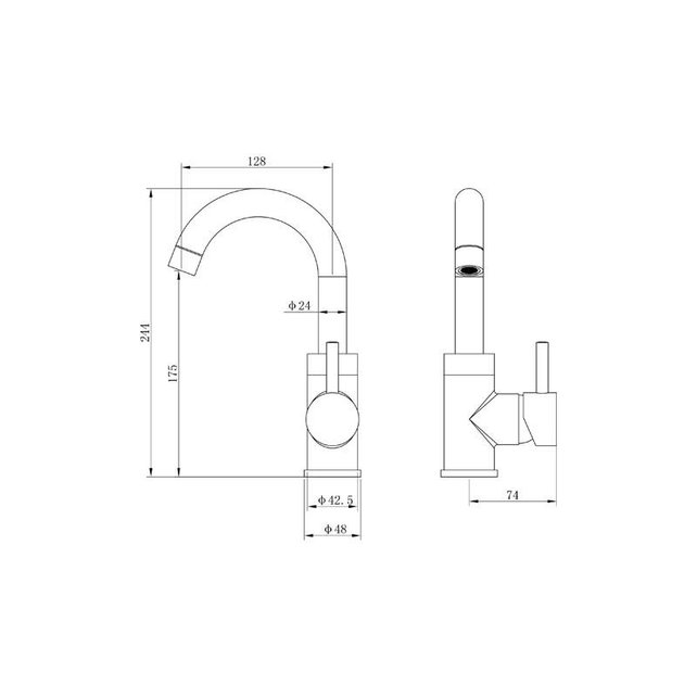 SaniPro Tivoli Wastafelkraan Chroom draaibare Uitloop 24cm