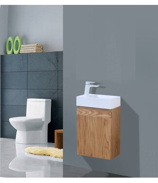 SANI-SUPPLY SaniPro Fonteinkastje Toiletmeubel eiken met Fonteintje Rechts 40x22x52cm